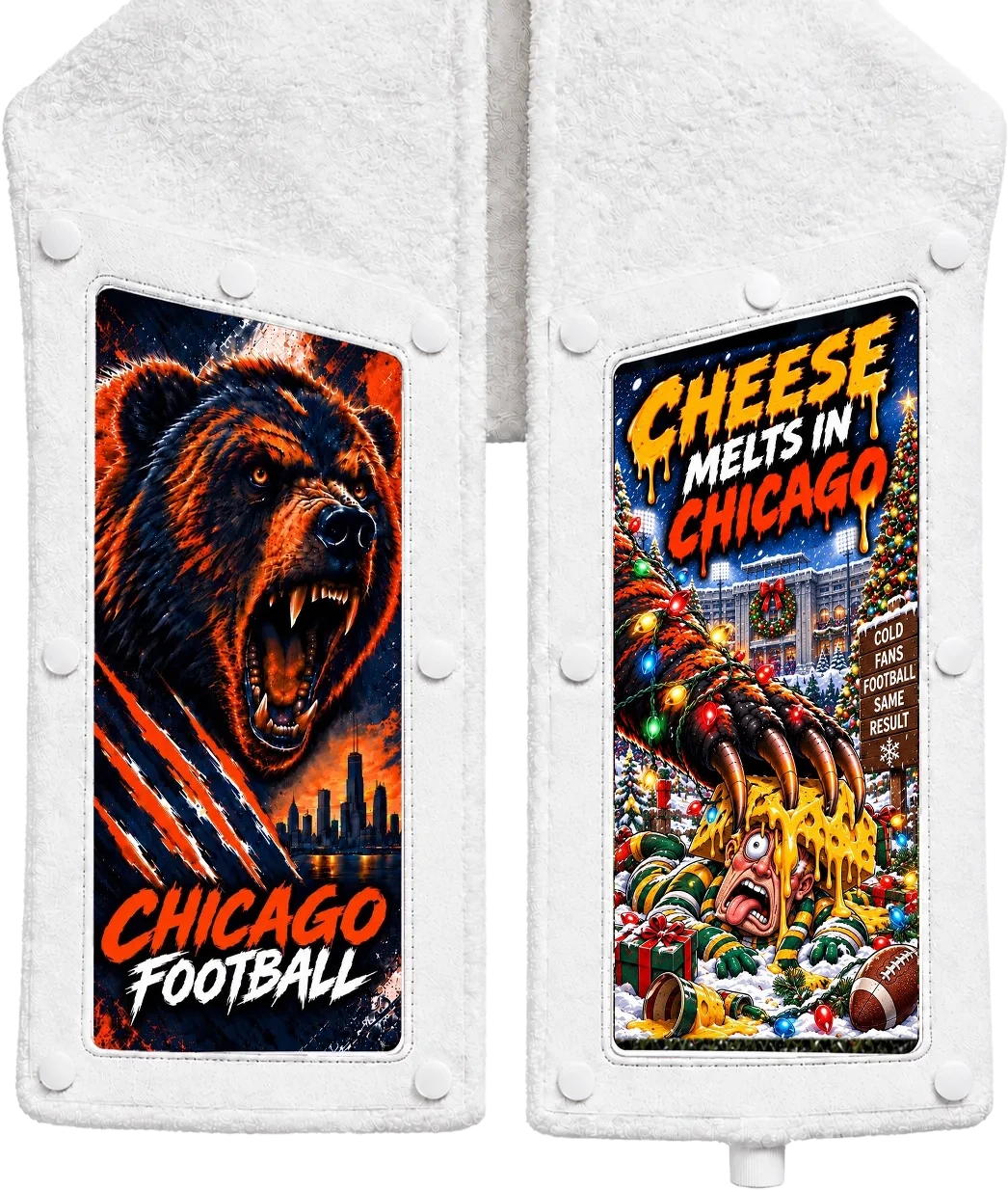 Chicago vs Green Bay Skin – Cheese Melts in Chicago on the Skin Towel
